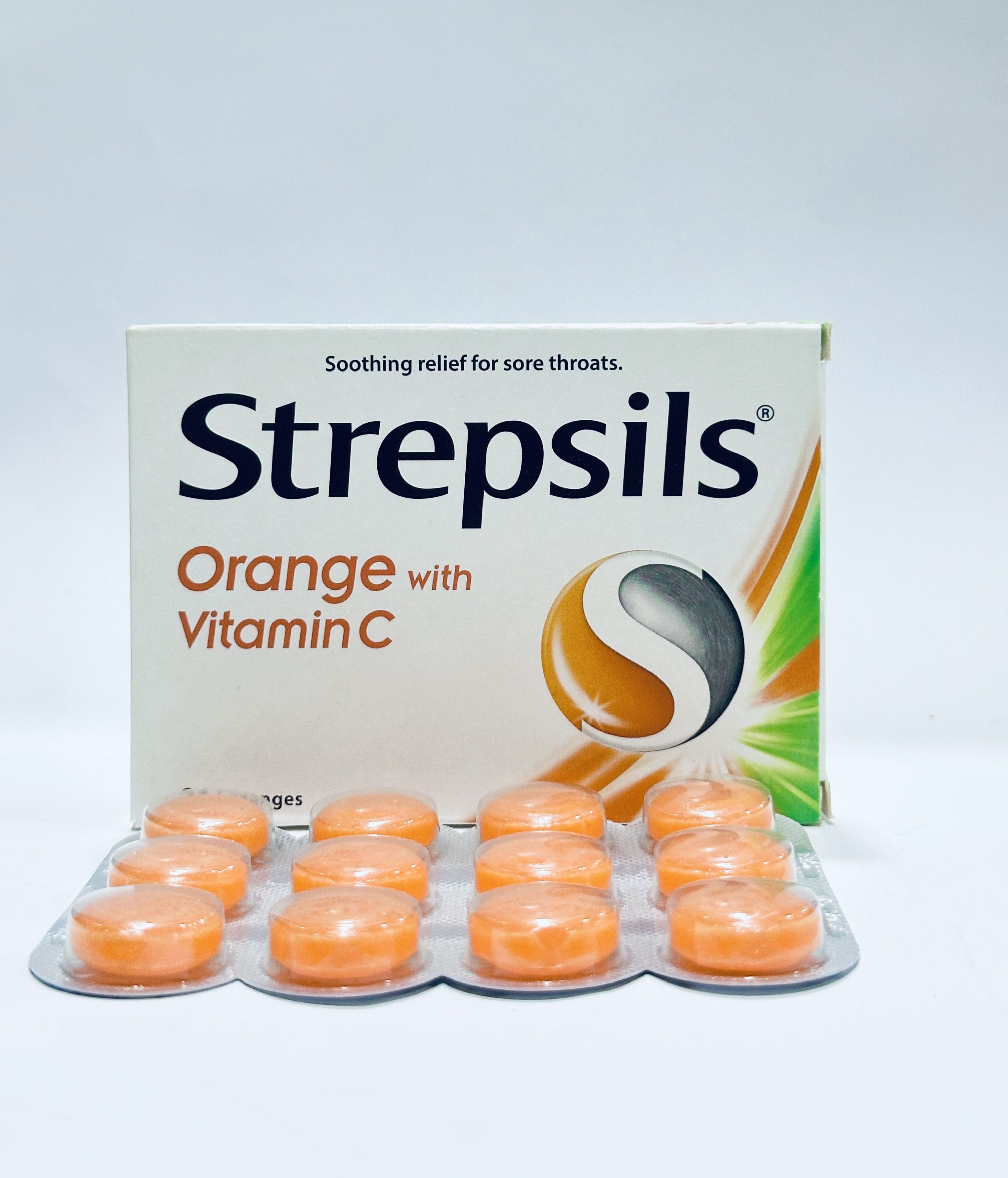 Strepsils Lozenges Orange Flavour with Vitamin C