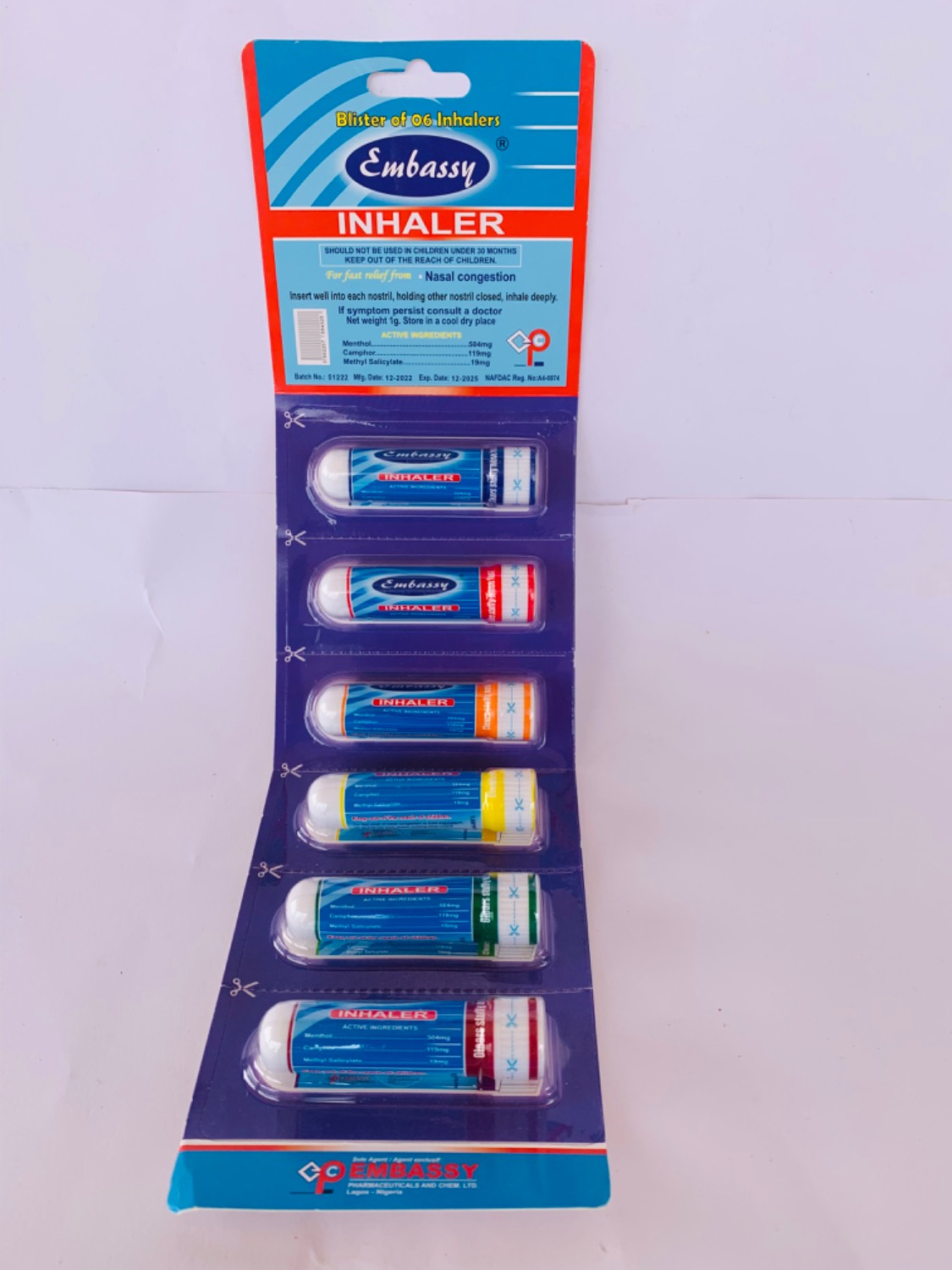 Embassy 2-Way Inhaler (Pack of 6)