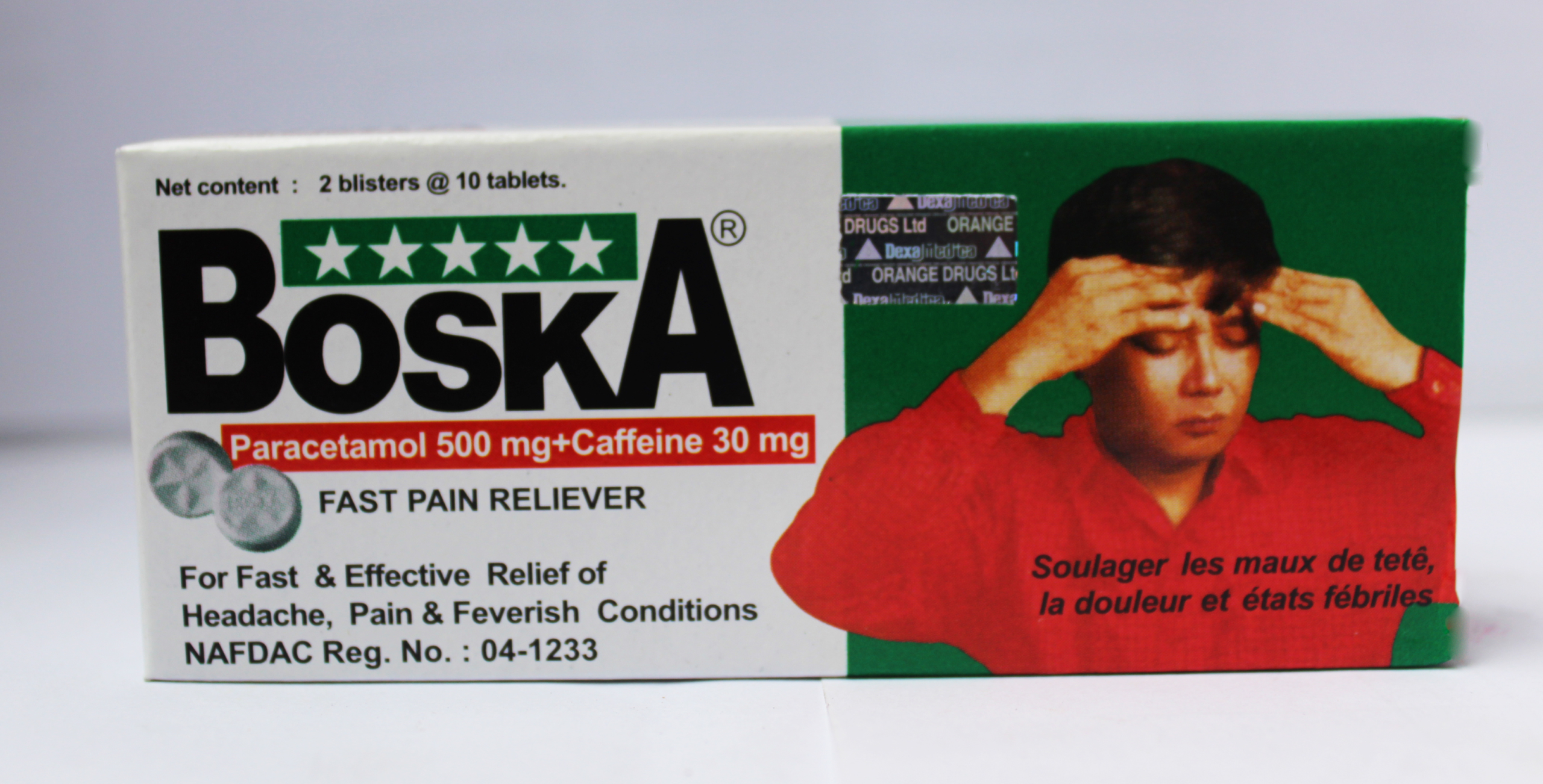 Boska Pain Reliever 500mg/30mg Tablets)